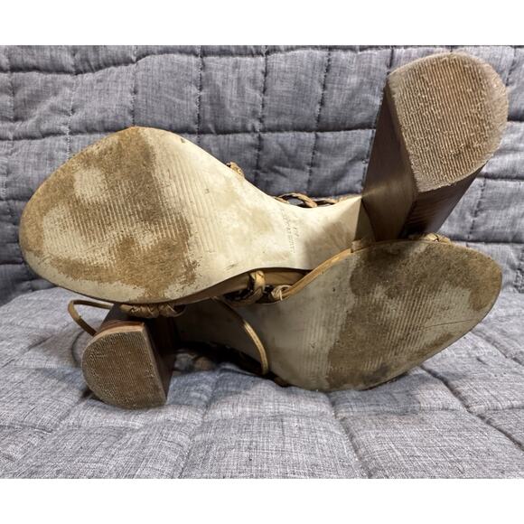 Steve Madden Tarra, Tan Block Heel, Leather Upper, Lace Up Heels, Size 7 - Picture 8 of 10